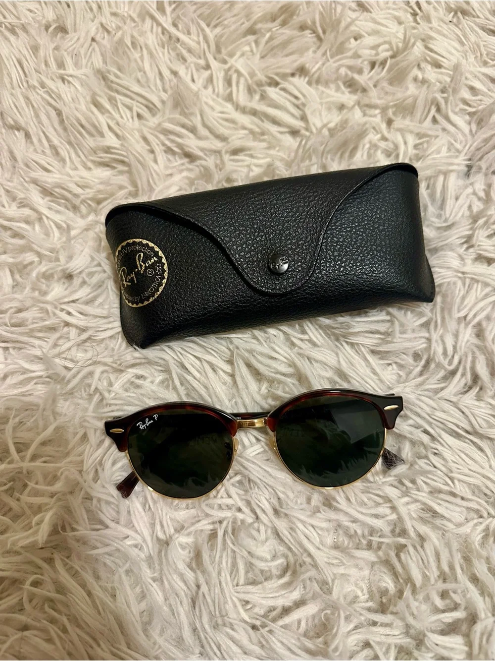 Ray-Ban ClubRound Sunglasses in Tortoiseshell and Gold with Green Lenses